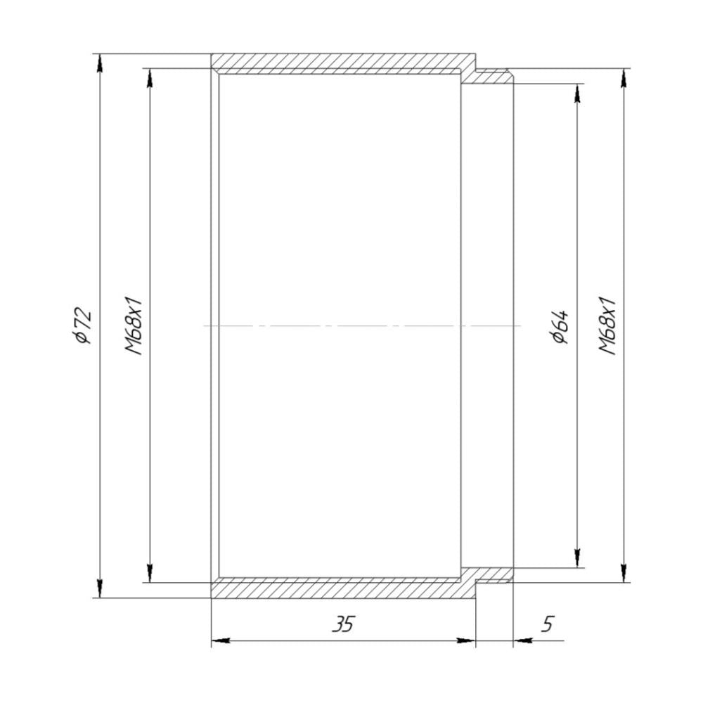 M68x1 female to M68x1 male thread adapter (35mm extender)