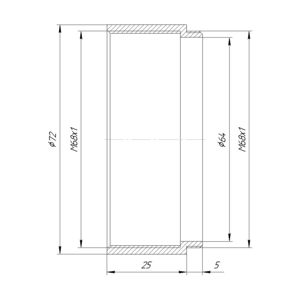 M68x1 female to M68x1 male thread adapter (25mm extender)