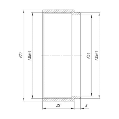 M68x1 female to M68x1 male thread adapter (25mm extender)
