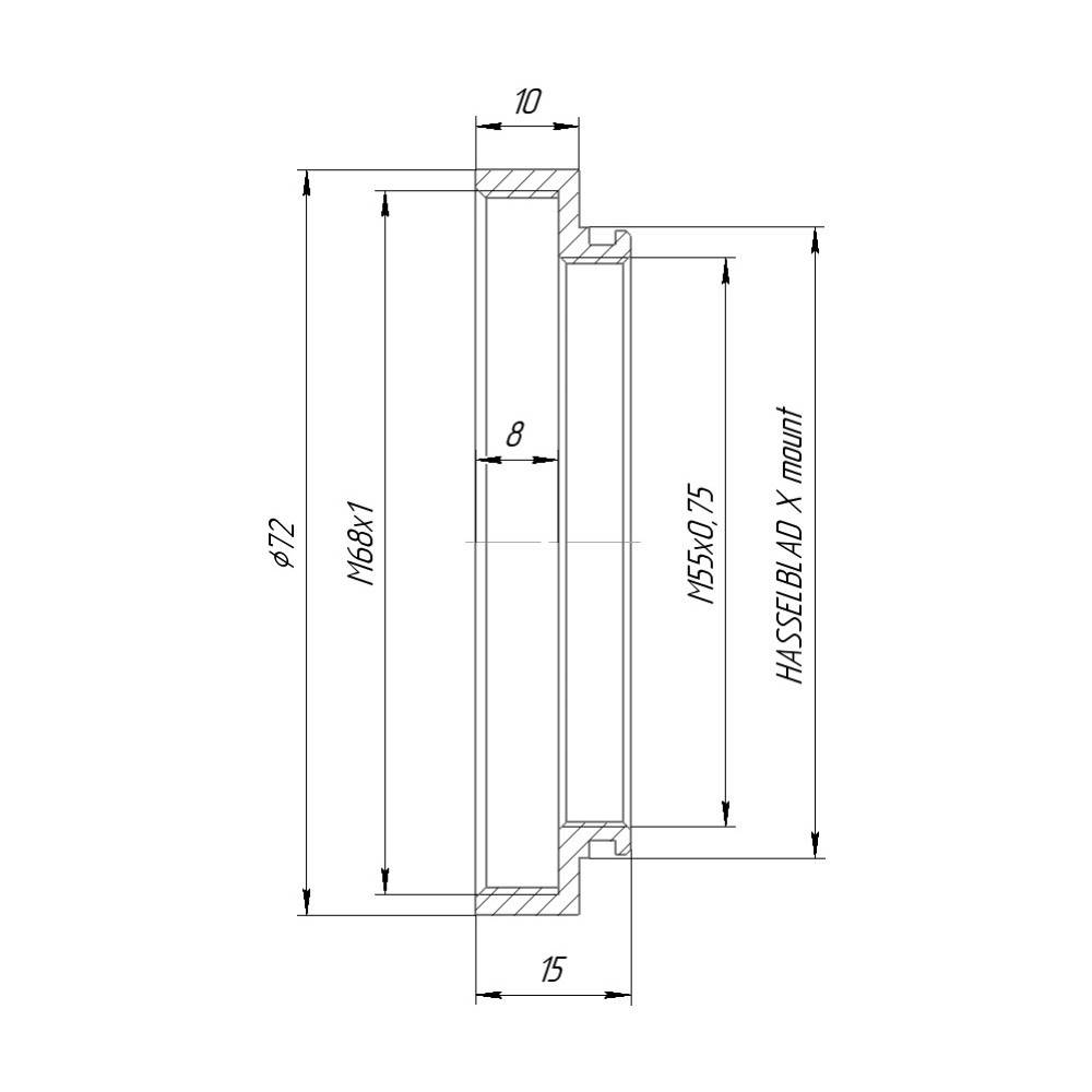 M68x1 female thread to Hasselblad X camera mount adapter