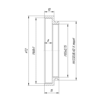 M68x1 female thread to Hasselblad X camera mount adapter