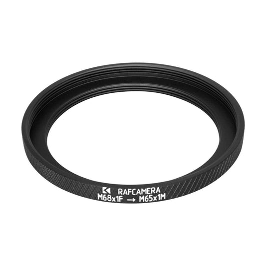 M68x1 female to M65x1 male thread adapter with M58x1 female thread