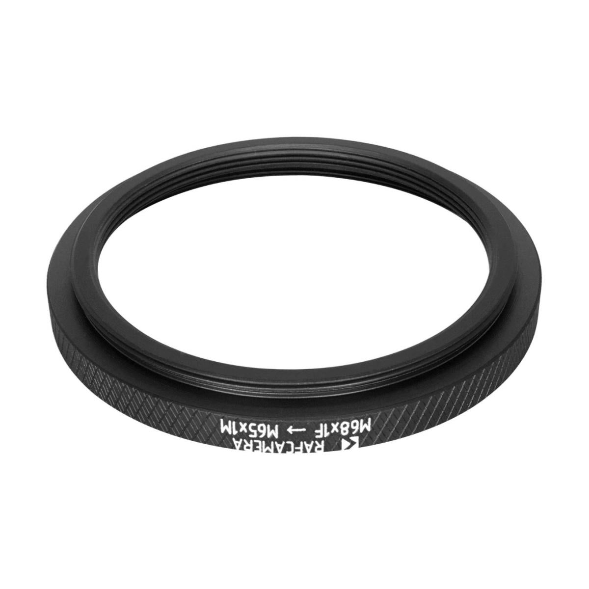 M68x1 female to M65x1 male thread adapter with M58x1 female thread