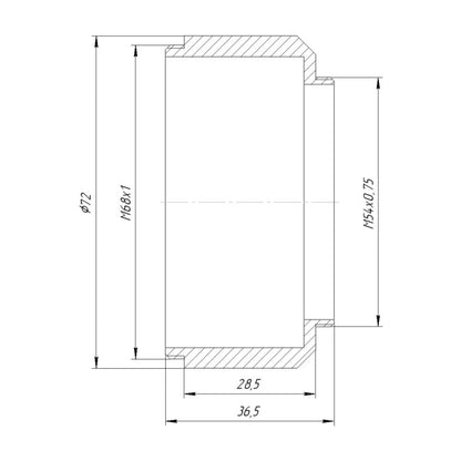 M68x1 male to M54x0.75 male thread adapter