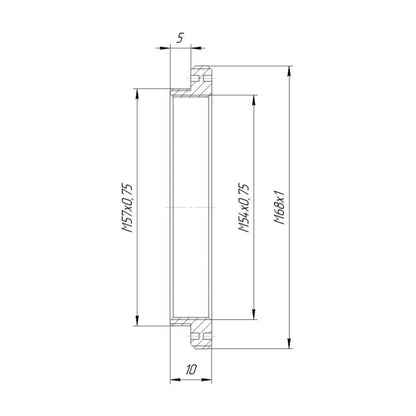 M68x1 male to M57x0.75 male thread adapter
