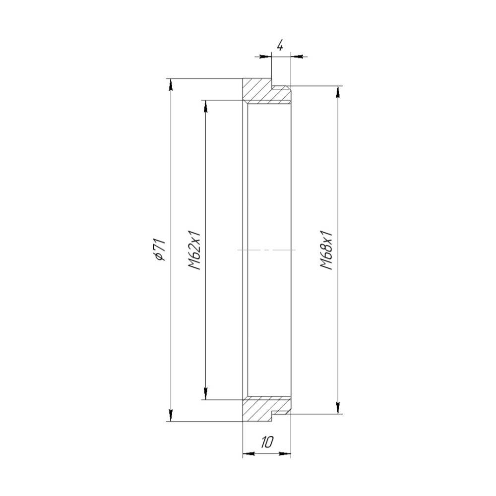M68x1 male to M62x1 female thread adapter