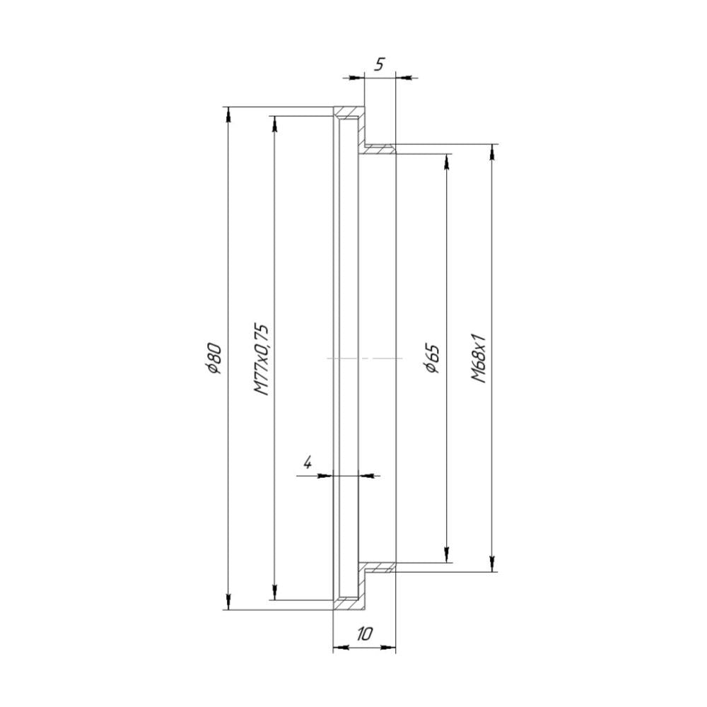 M68x1 male to M77x0.75 female thread adapter