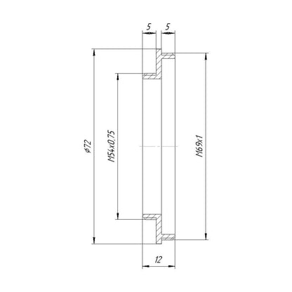 M69x1 male to M54x0.75 male thread adapter
