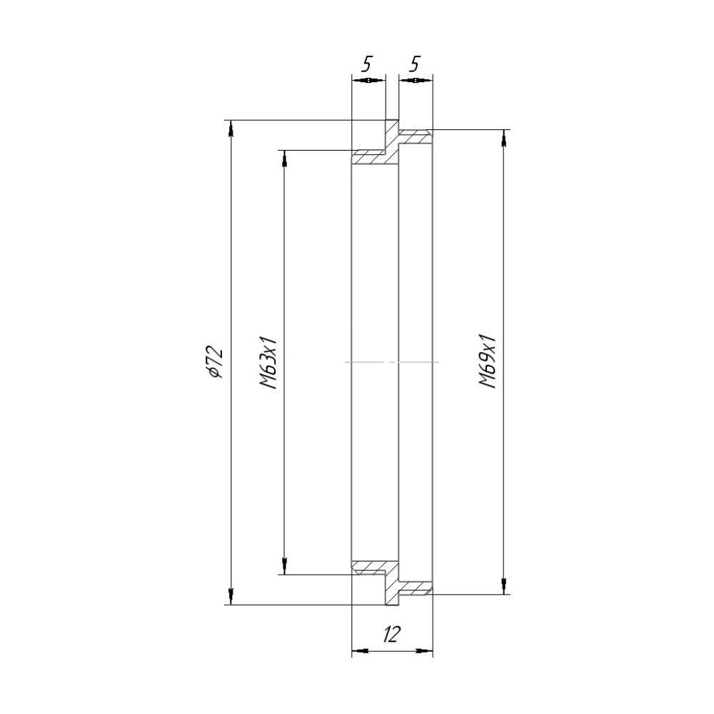 M69x1 male to M63x1 male thread adapter