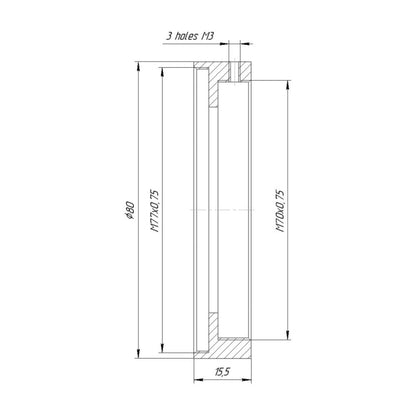 Elmoscope Type 1 lock ring (M70x0.75 female to M77x0.75 female thread adapter)