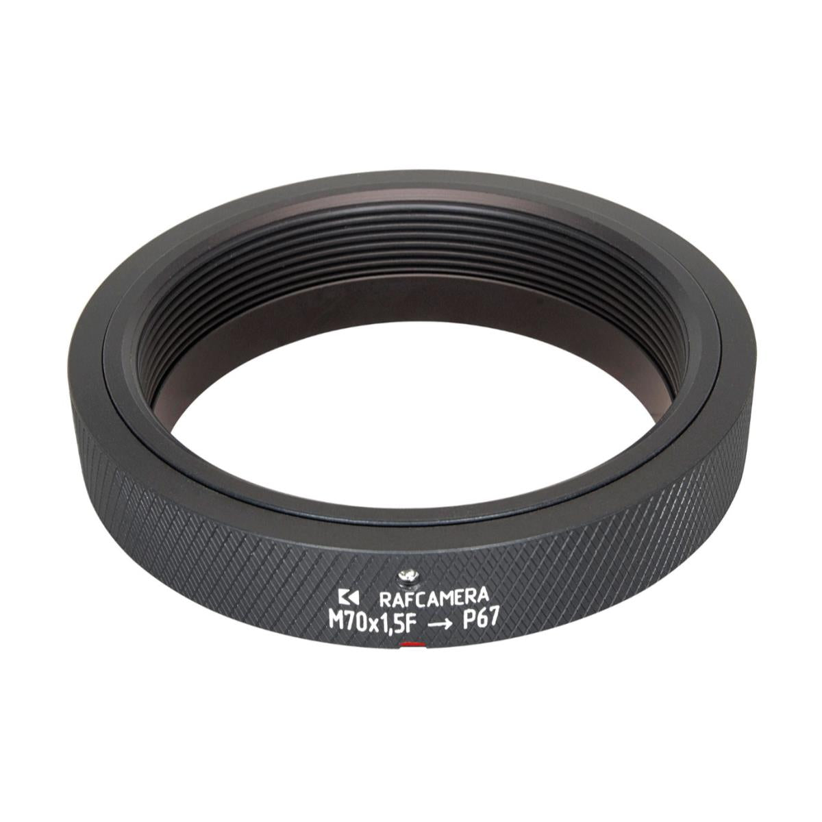 M70x1.5 female thread to Pentax 67 camera mount adapter, adjustable