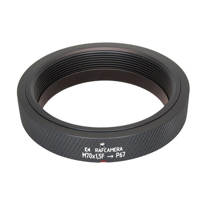 M70x1.5 female thread to Pentax 67 camera mount adapter, adjustable