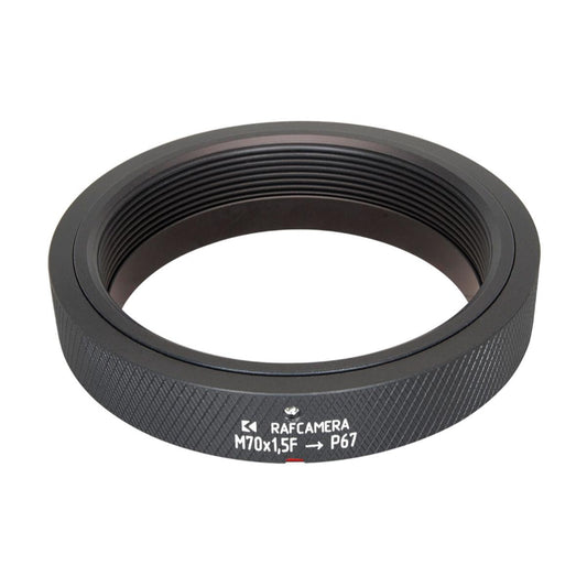 M70x1.5 female thread to Pentax 67 camera mount adapter, adjustable