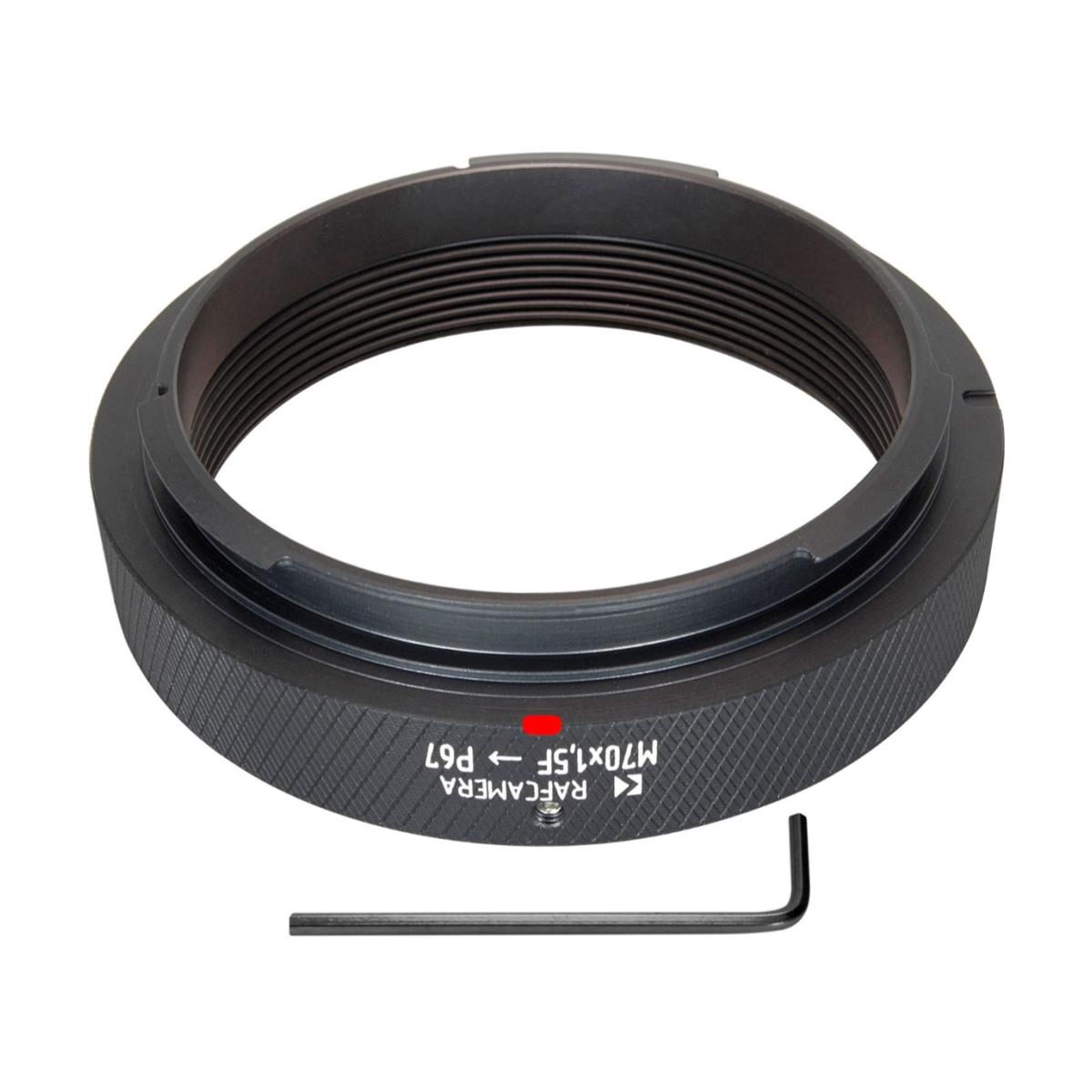 M70x1.5 female thread to Pentax 67 camera mount adapter, adjustable