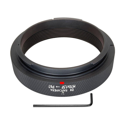 M70x1.5 female thread to Pentax 67 camera mount adapter, adjustable