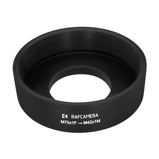M70x1 female to M42x1 male thread adapter for TV-Heligon 0.75/42mm lens