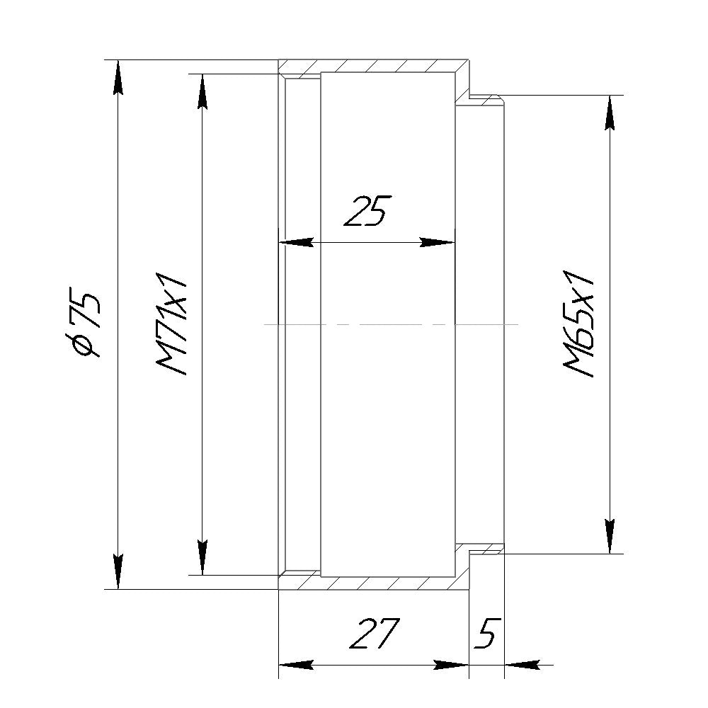M71x1 female to M65x1 male thread adapter for Doppel Plasmat 4/210mm lens