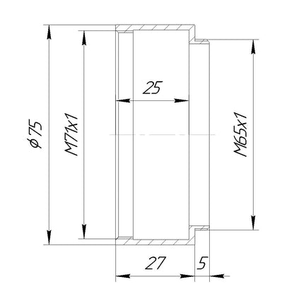 M71x1 female to M65x1 male thread adapter for Doppel Plasmat 4/210mm lens