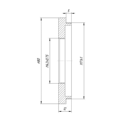 M71x1 male to M42x0.75 female thread adapter