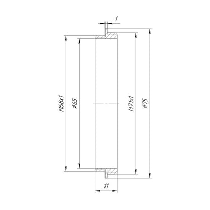 M71x1 male to M68x1 male thread adapter