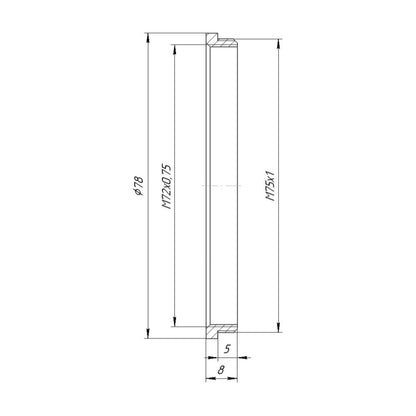 M72x0.75 female to M75x1 male thread adapter