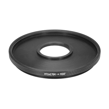 M72x0.75 male to M26x0.7 female thread adapter (72mm to 26mm step-down ring)