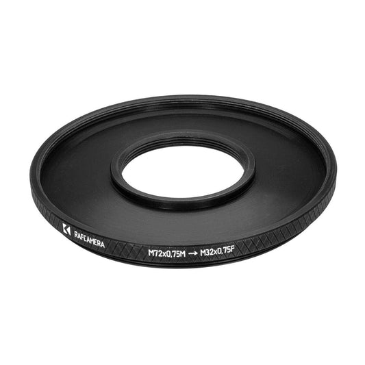 M72x0.75 male to M32x0.75 female thread adapter (72mm to 32mm step-down ring)