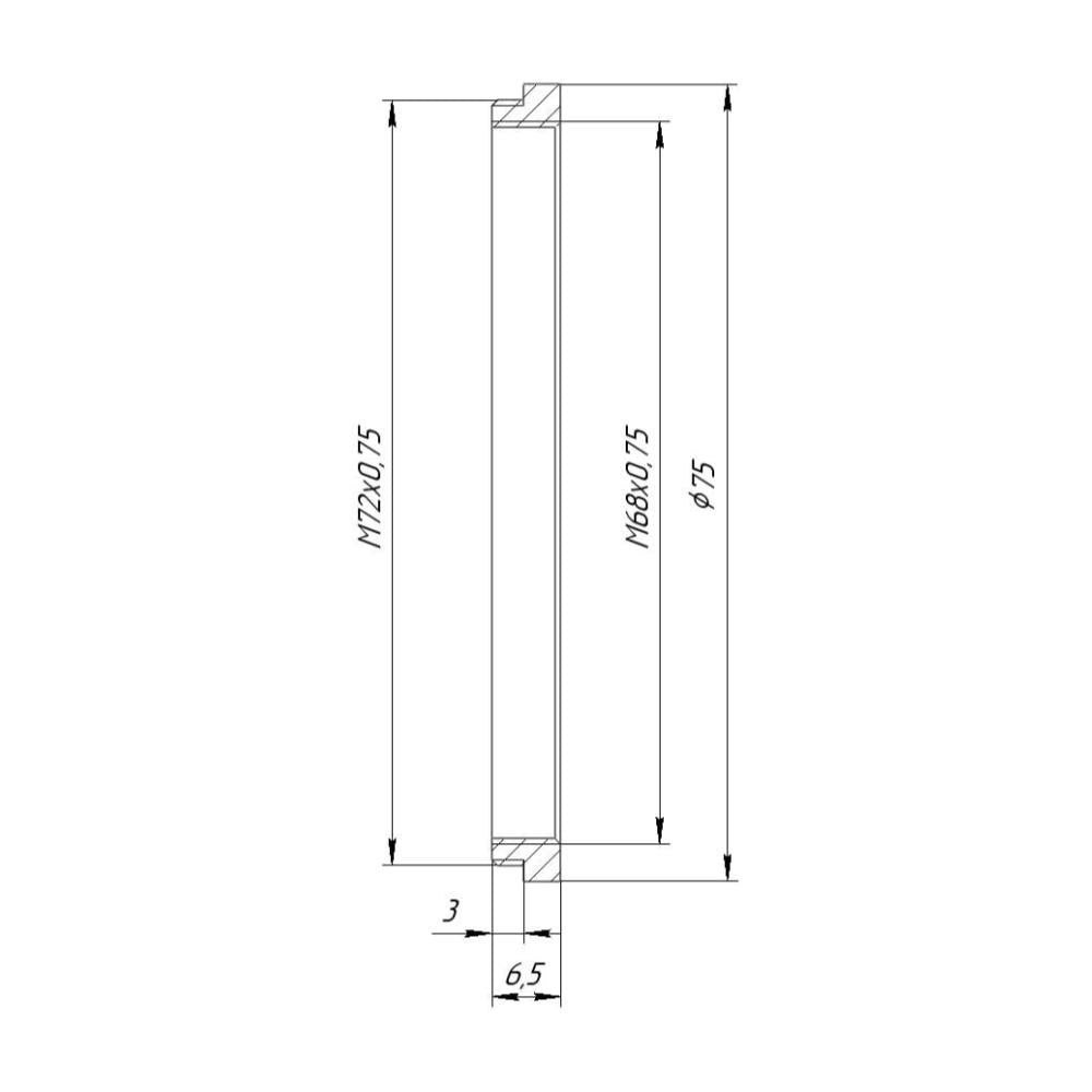 M72x0.75 male to M68x0.75 female thread adapter (step-down ring) for FM Lens