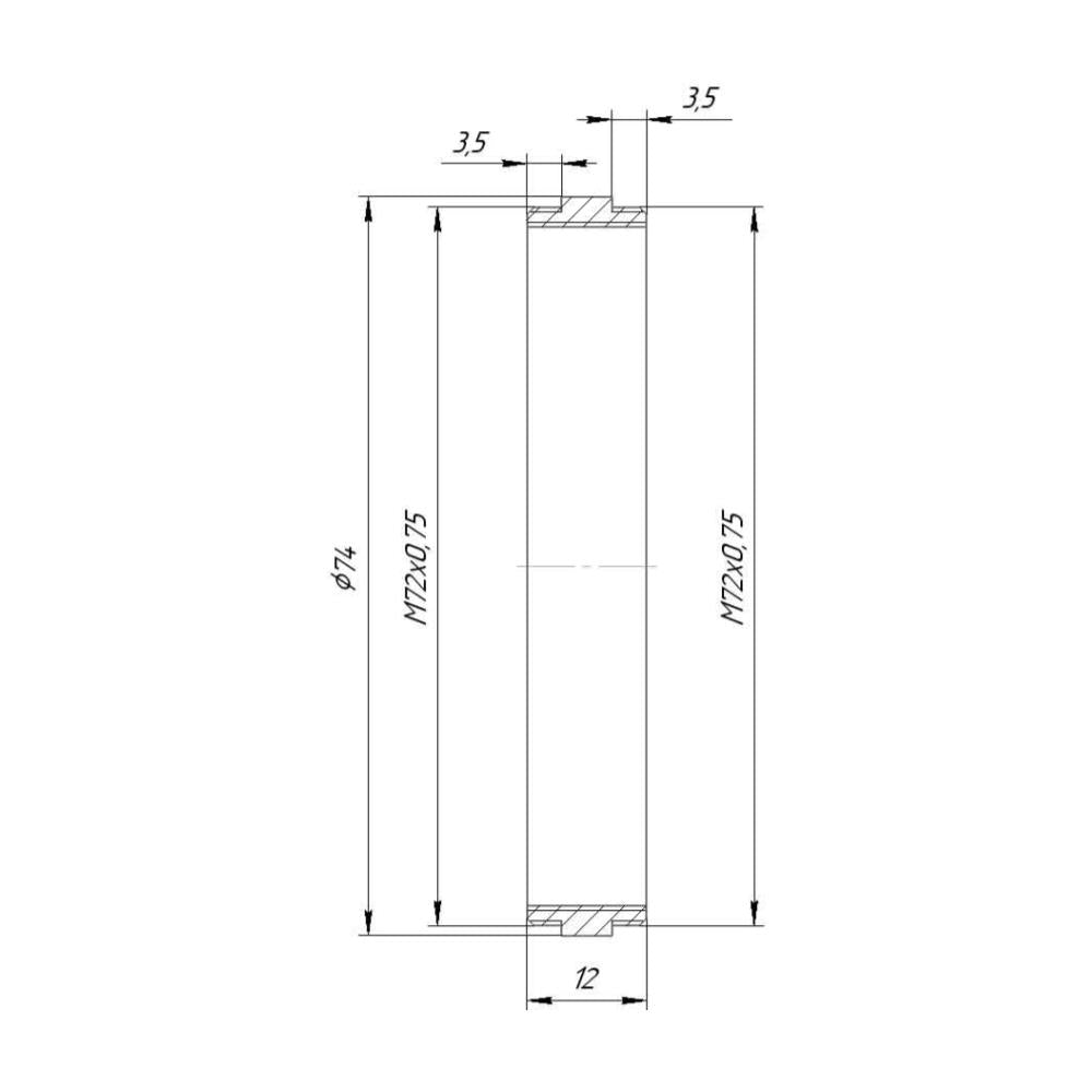 M72x0.75 male to M72x0.75 male thread adapter