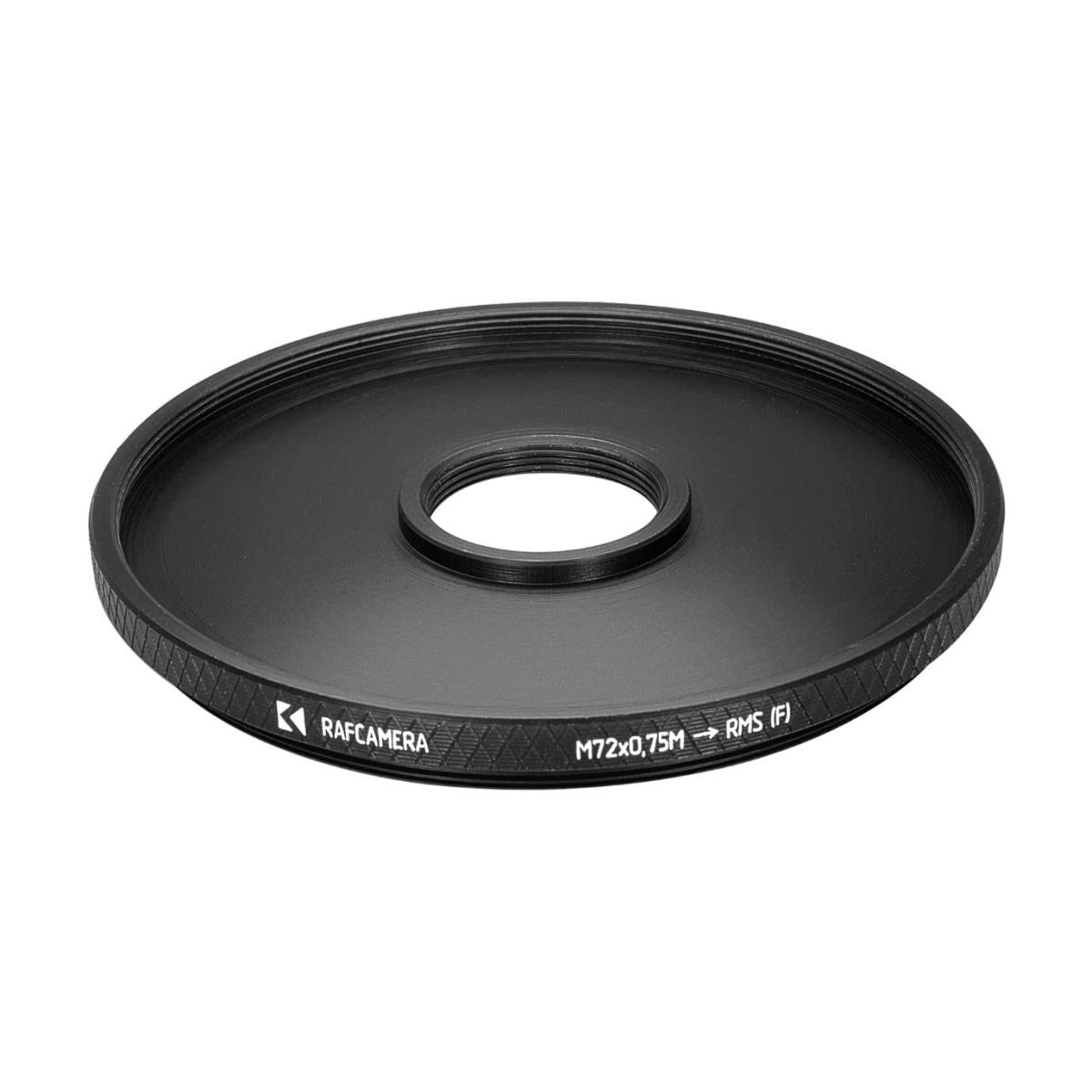 M72x0.75 male to RMS (0.8″-36tpi) female thread adapter (72mm to RMS step ring)