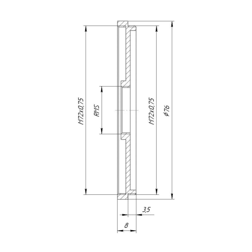 M72x0.75 male to RMS (0.8″-36tpi) female thread adapter (72mm to RMS step ring)