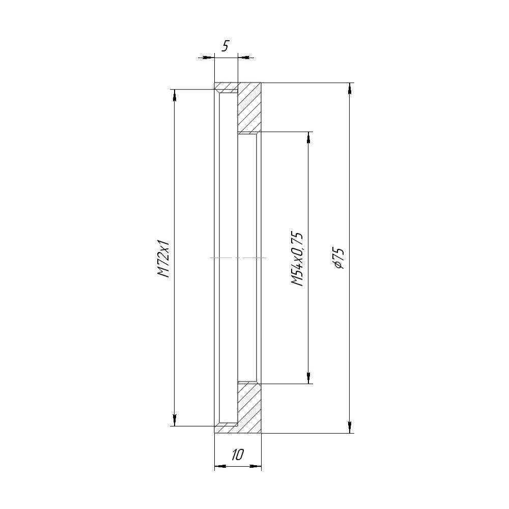 M72x1 female to M54x0.75 female thread adapter