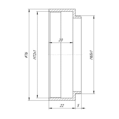 M72x1 female to M65x1 male thread adapter