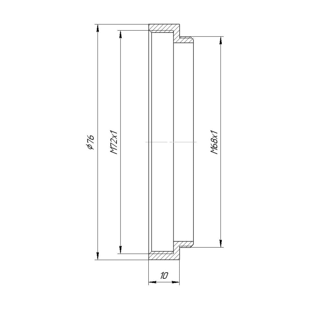 M72x1 female to M68x1 male thread adapter for Takahashi FSQ-106 telescope