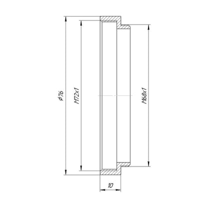 M72x1 female to M68x1 male thread adapter for Takahashi FSQ-106 telescope