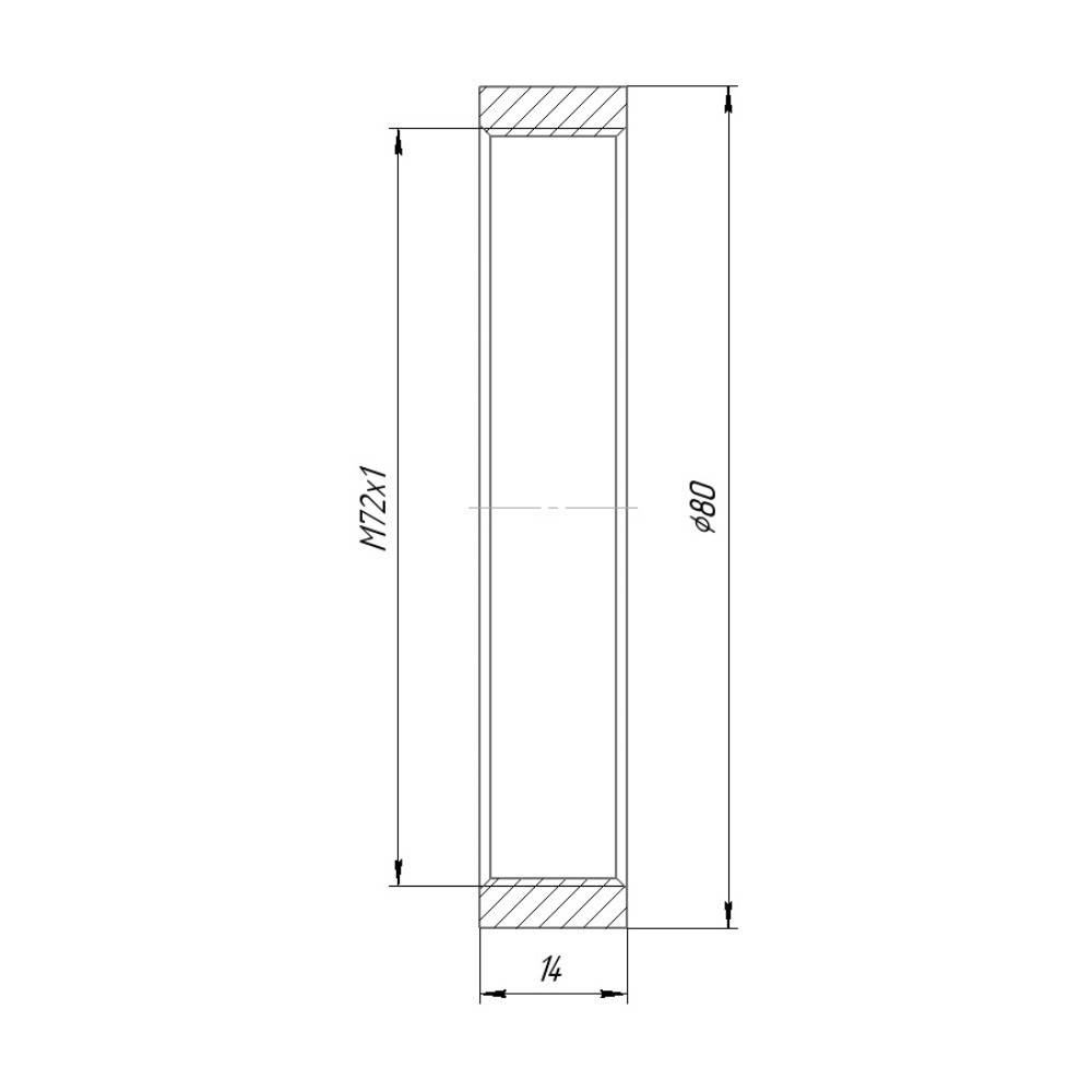 M72x1 female to M72x1 female thread adapter (14mm long)
