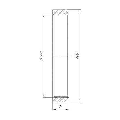 M72x1 female to M72x1 female thread adapter (14mm long)
