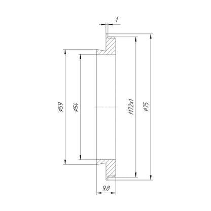 M72x1 male thread to 59mm ONAG dovetail mount adapter