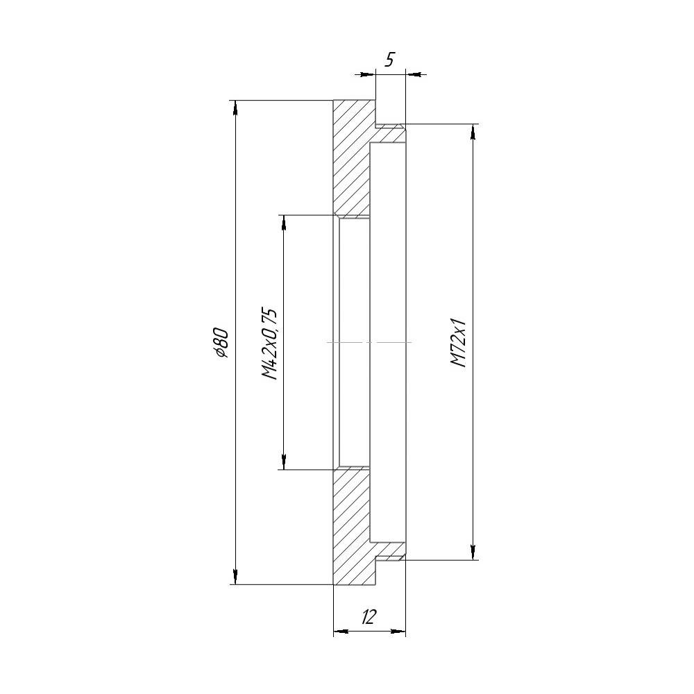 M72x1 male to M42x0.75 female thread adapter