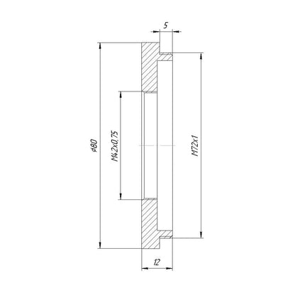 M72x1 male to M42x0.75 female thread adapter