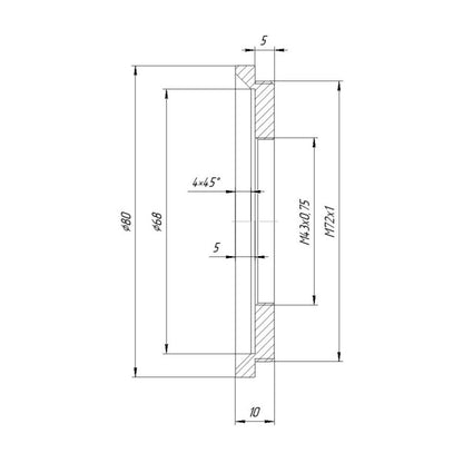 M72x1 male to M43x0.75 female thread adapter