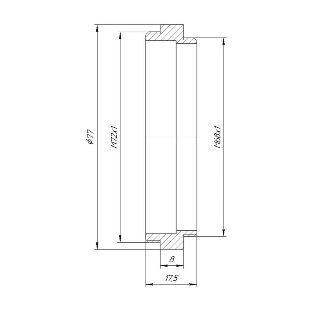 M72x1 male to M68x1 male thread adapter for Takahashi FSQ-106 telescope