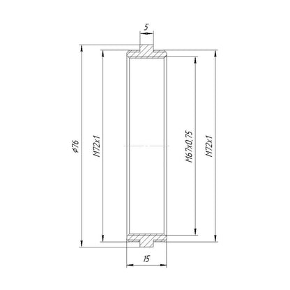 M72x1 male to M72x1 male thread adapter