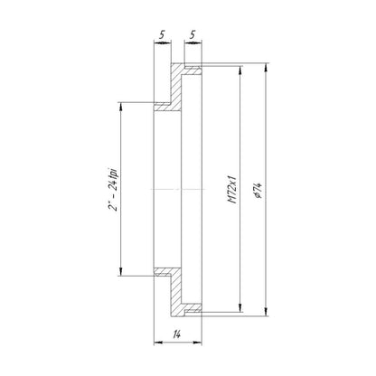 M72x1 male to SCT 2" male thread adapter