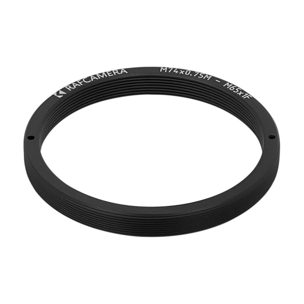 M74x0.75 male to M65x1 female thread adapter, flangeless