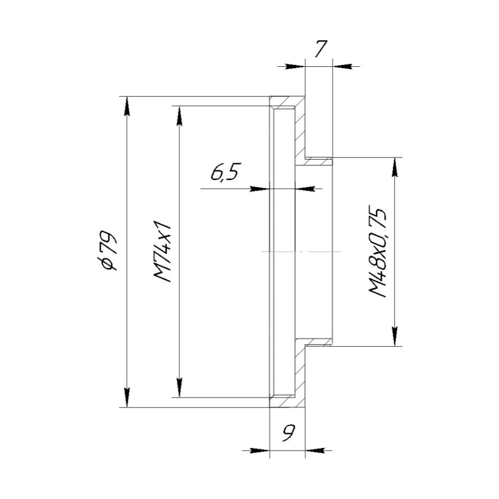 M74x1 female to M48x0.75 male thread adapter