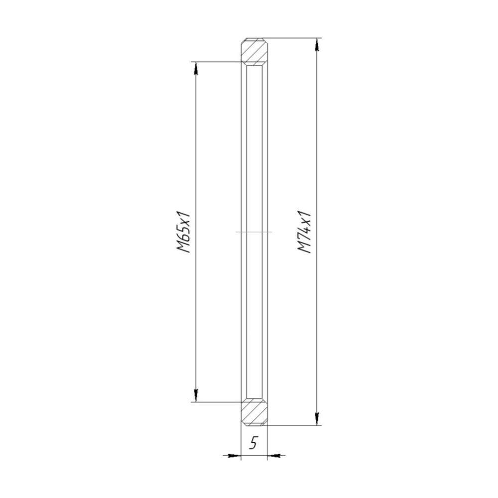 M74x1 male to M65x1 female thread adapter, flangeless