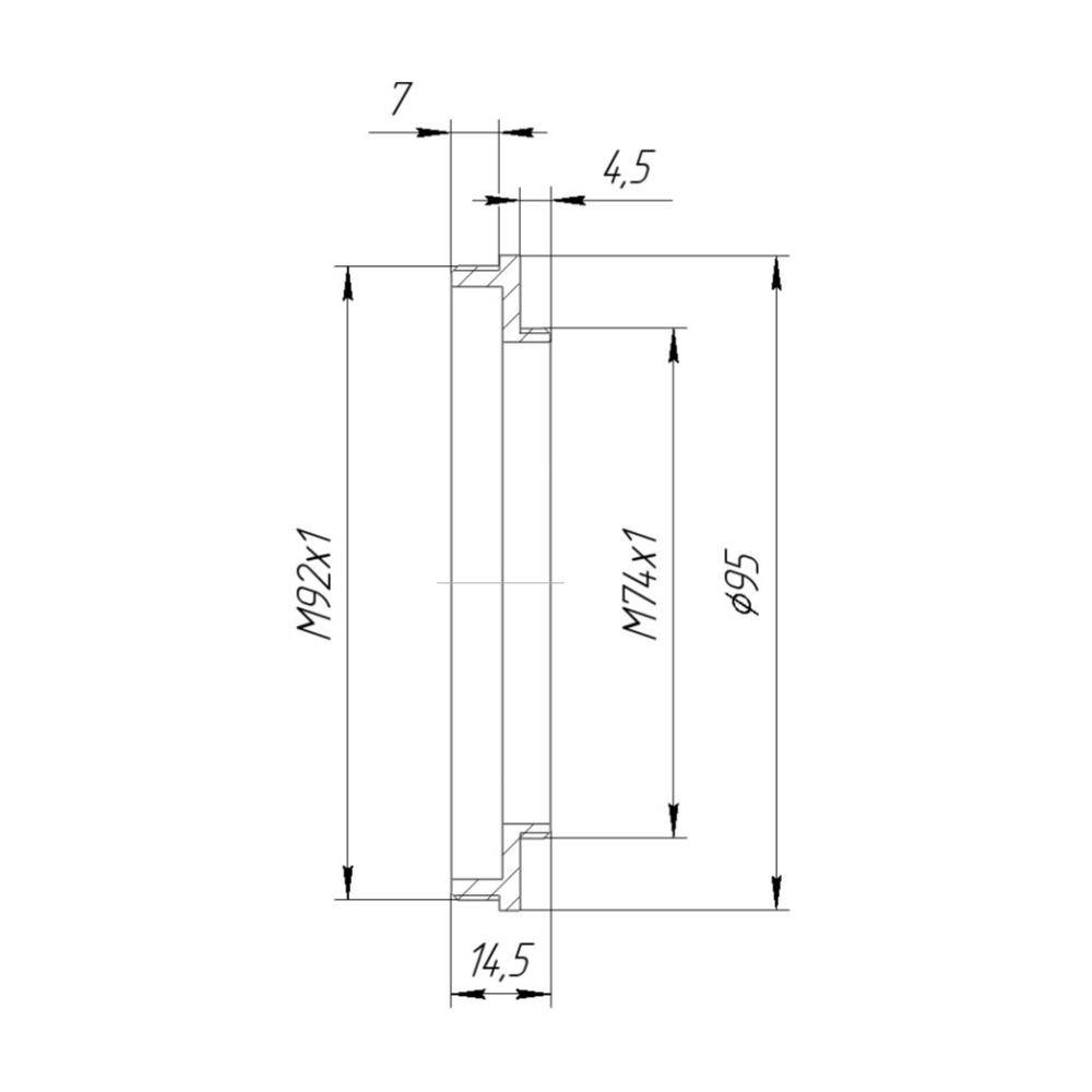 M74x1 male to M92x1 male thread adapter