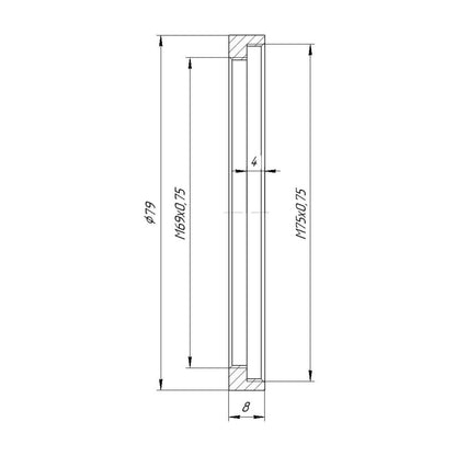 M75x0.75 female to M69x0.75 female thread adapter for VVD and Rapido FMJ