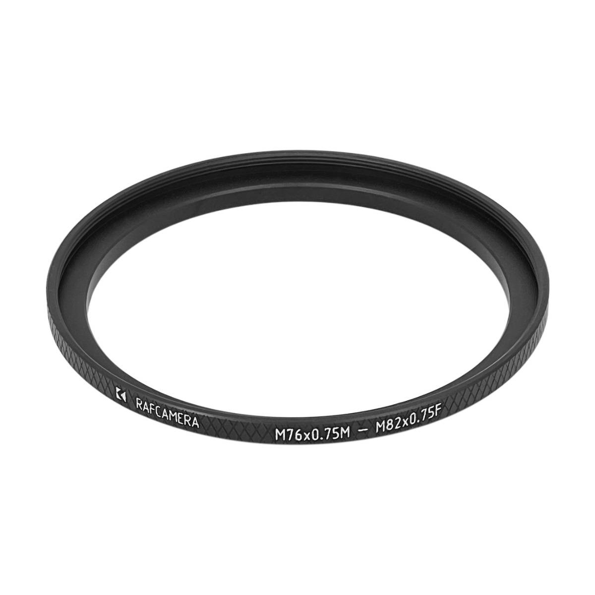 M76x0.75 male to M82x0.75 female thread adapter (76mm to 82mm step-up ring)